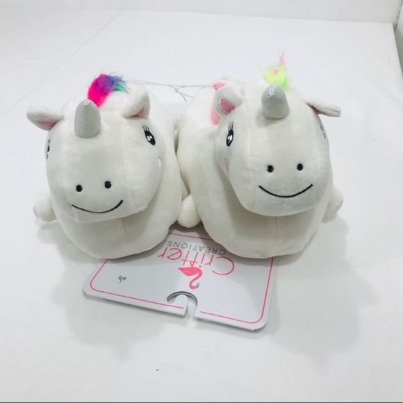 Critter Creations Unicorn Slippers, White, 9-10 - Picture 4 of 9